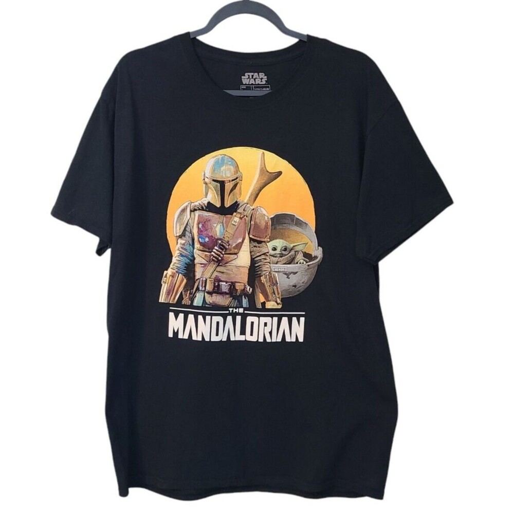 Star Wars Fifth Sun Graphic T Shirt The Mandalorian Baby Yoda Black Mens L
